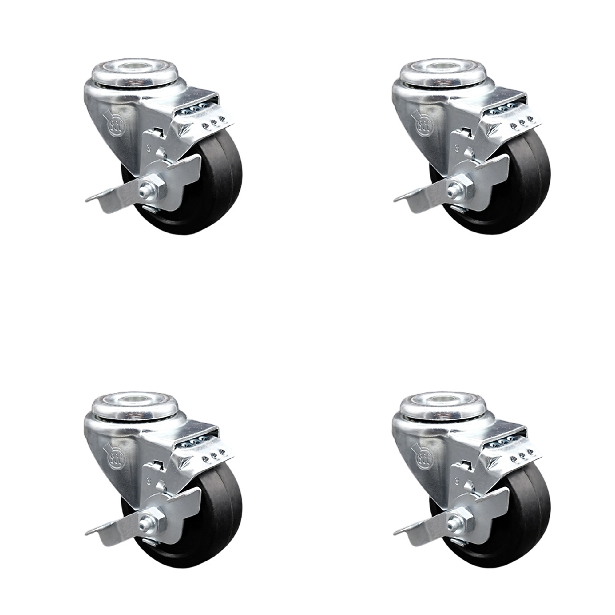 Service Caster, 3in. x 1 1/4in. Stem Casters, Wheel Diameter 3 in, Caster Type Swivel, Package (qty.) 4, Model# SCC-BH20S314-SRS-TLB-4